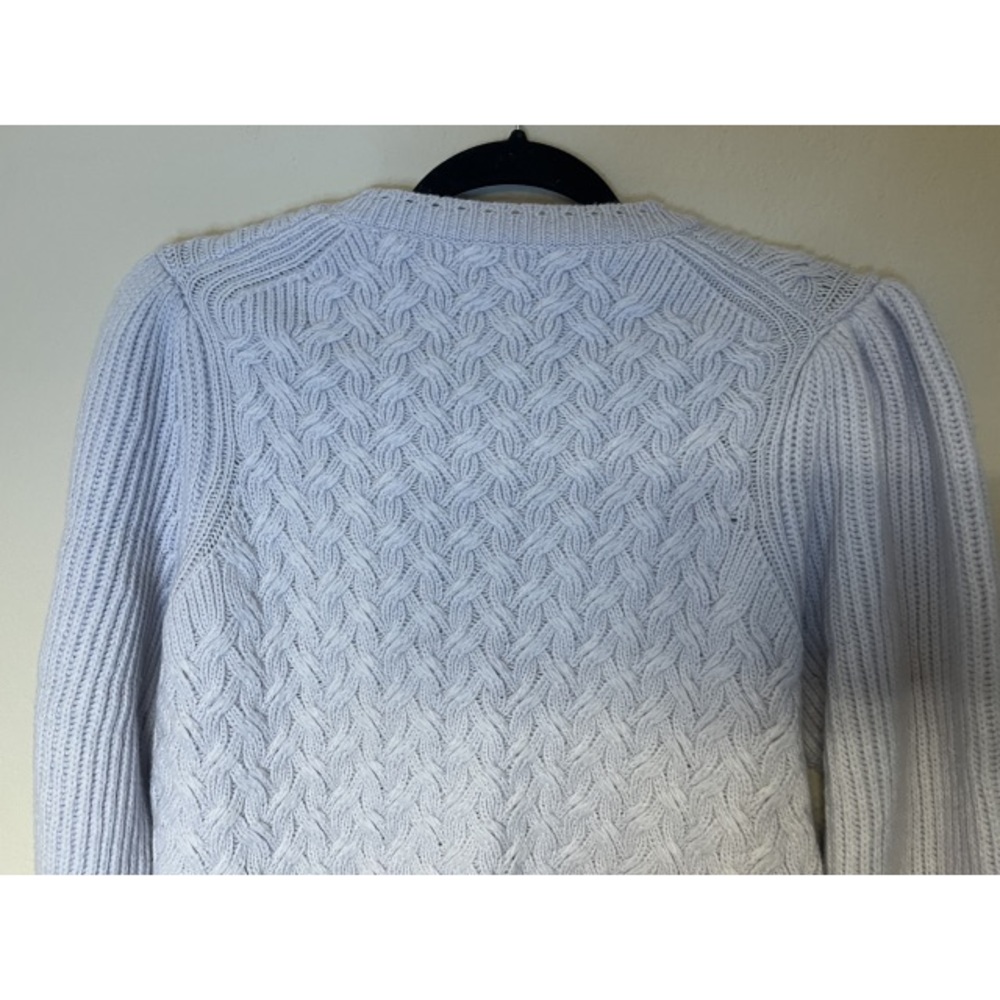 REBECCA TAYLOR La Vie lilac purple cable knit wool crewneck sweater L - Picture 8 of 11